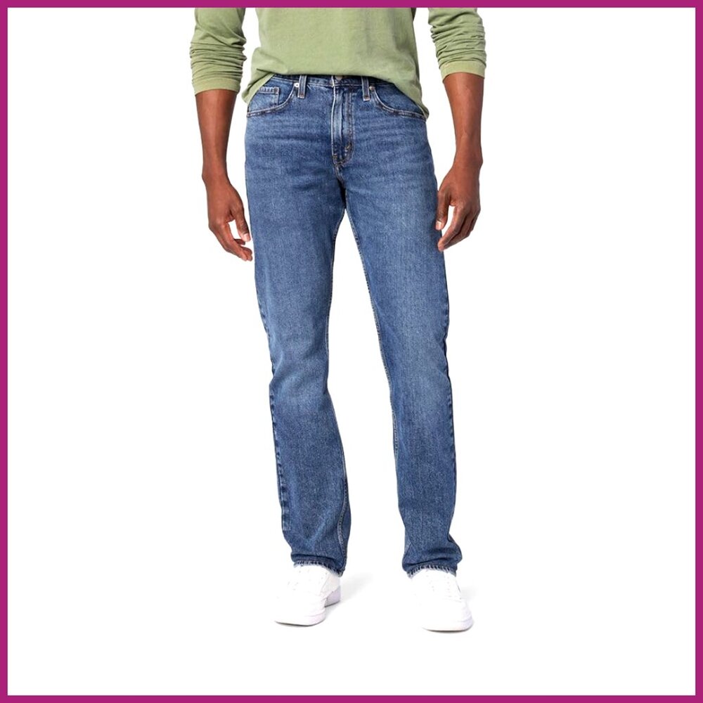 Men's Slim Straight Fit Jeans, 99% Cotton 1% Elastane Denim